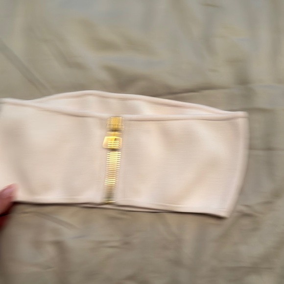 Light pink/white balmain X H&M crop ribbed top size 10 - Picture 4 of 5